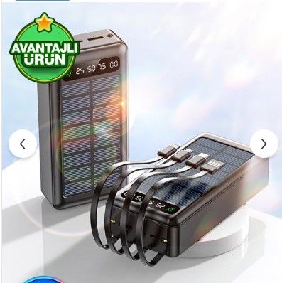 Solar 30 000mah Sarj Powerbank Led Ekran Gostergeli Isikli P - %15.4 İndirim